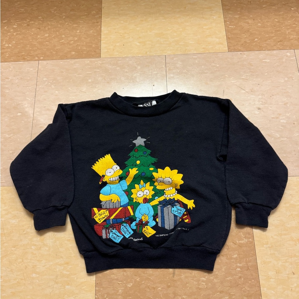 1990s Black Sweatshirt with Cartoon Family Graphic